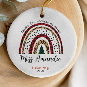 Cheerful Rainbow Festive Teacher Thank You Ceramic Ornament