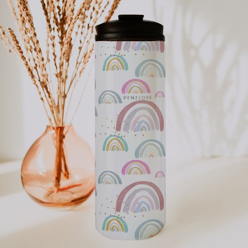 Cheerful Rainbow Pattern  Monogram Tumbler