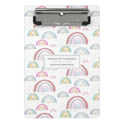 Cheerful Rainbow Pattern Personalized Clipboard