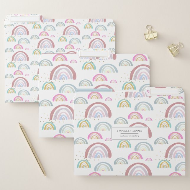 Cheerful Rainbow Pattern Personalized File Folder (Set)