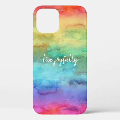 Cheerful Rainbow Watercolor iPhone 12 Pro Case