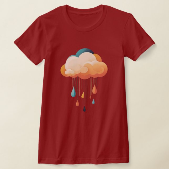 Cheerful Raincloud with Raindrops T-Shirt (Laydown)