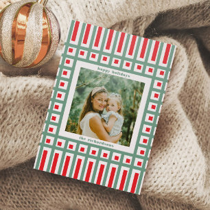 Cheerful Red and Green Holiday Christmas Letterpress Photo Cards