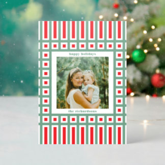 Cheerful Red and Green Letterpress Photo Cards