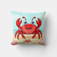 Cheerful Red Cartoon Crab Cute Seashell Kids🦀