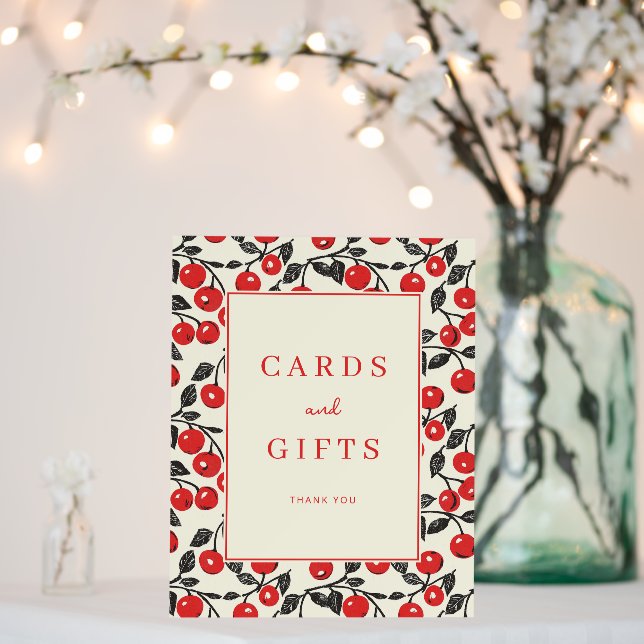 Cheerful Red Cherry Illustration Foam Board (In Situ (Wedding))