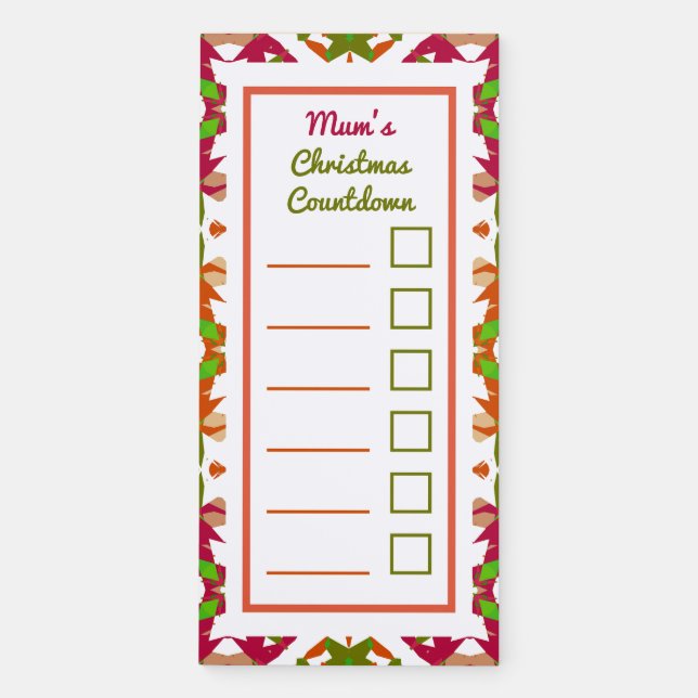 Cheerful Red Colorful Green Christmas Planner Magnetic Notepad (Front)