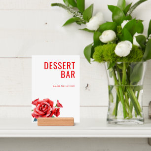 Cheerful Red Floral Dessert Bar Sign Holder
