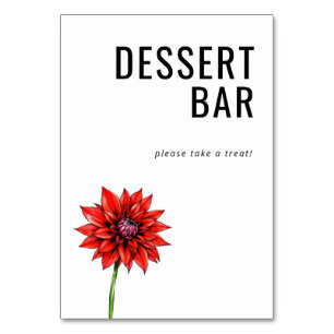 Cheerful Red Floral Dessert Bar Sign Table Number