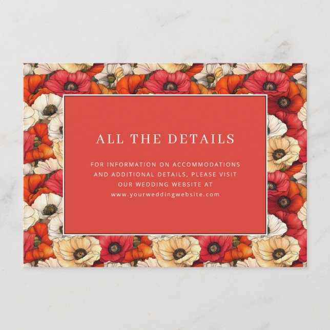 Cheerful Red Floral Illustration Enclosure Card (Front)