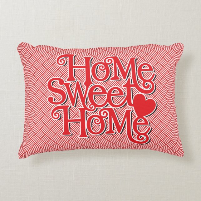 Cheerful Red Home Sweet Home Throw Pillow (Front)