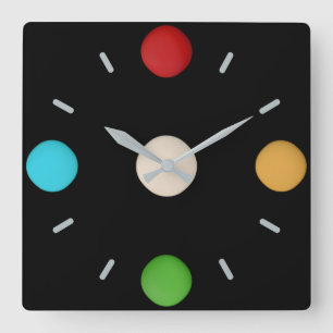 Cheerful Red Yellow Green Blue Dots Square Wall Clock