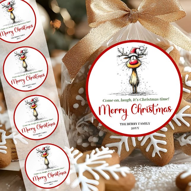 Cheerful reindeer whimsical festive sticker art (Cheerful reindeer whimsical festive sticker art)