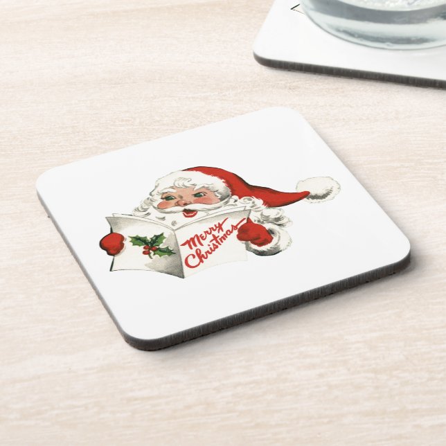 Cheerful Retro Santa Claus Coaster (Left Side)
