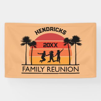 Cheerful, retroFamily Reunion welcome banner