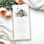Cheerful Roses Floral Teapot Wedding Menu Card<br><div class="desc">If you need any further customisation please feel free to message me on yellowfebstudio@gmail.com.</div>