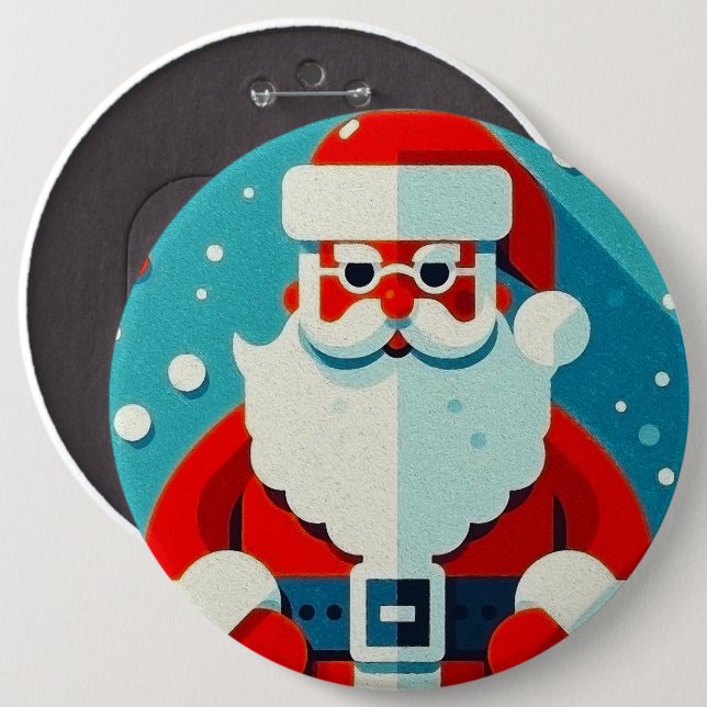 Cheerful Santa Claus Button (Front & Back)