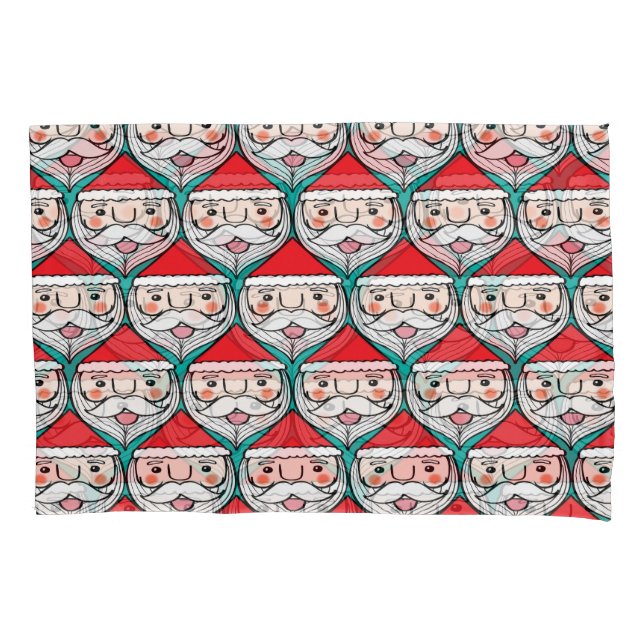 Cheerful Santa Claus Christmas Pattern Pillow Case (Front)