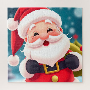 Cheerful Santa Claus Illustration Celebrating Jigsaw Puzzle