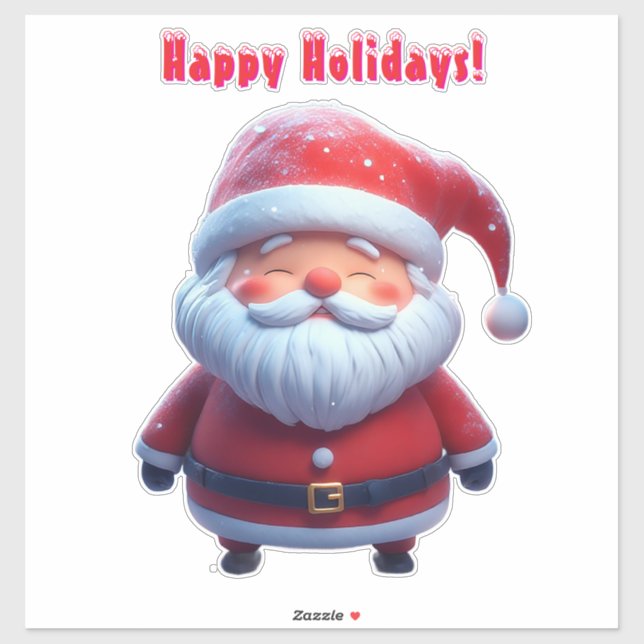 Cheerful Santa Claus In Snowy Forest Sticker (Sheet)