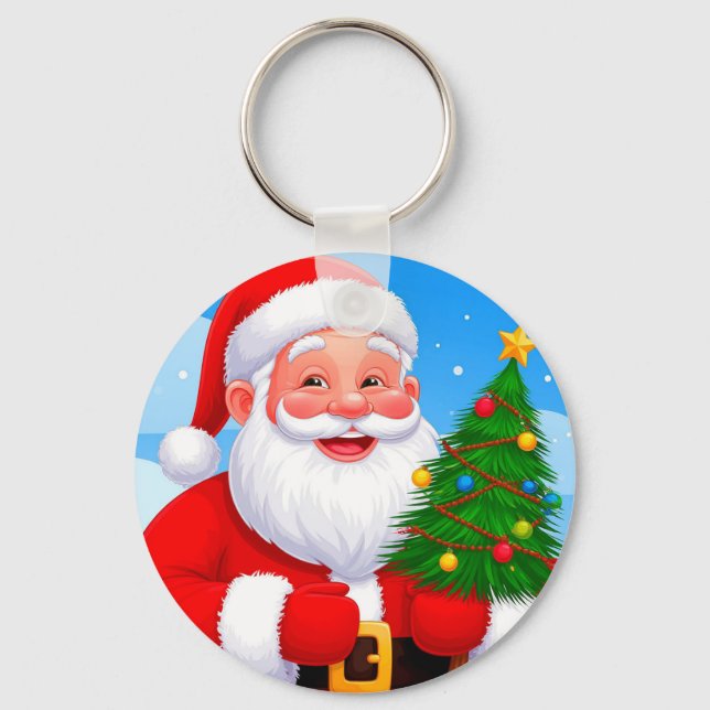 Cheerful Santa Claus Keychain (Front)