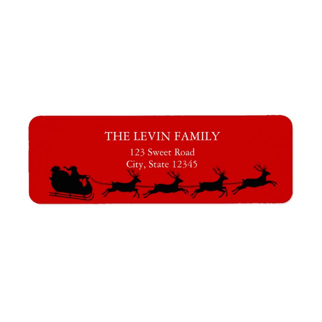 Cheerful Santa Claus Riding Sleigh Christmas Label (Front)