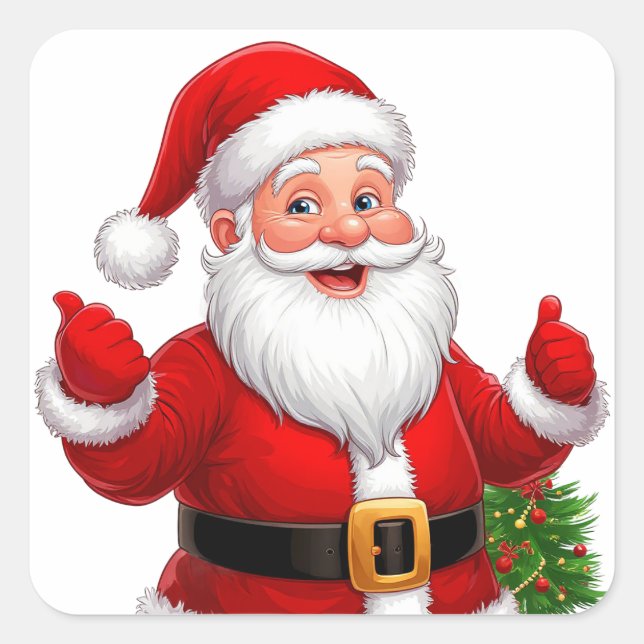 Cheerful Santa Claus Square Sticker (Front)