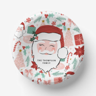 Cheerful Santa Face   Christmas  Paper Bowls