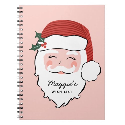 Cheerful Santa Face  Christmas Wish List Notebook