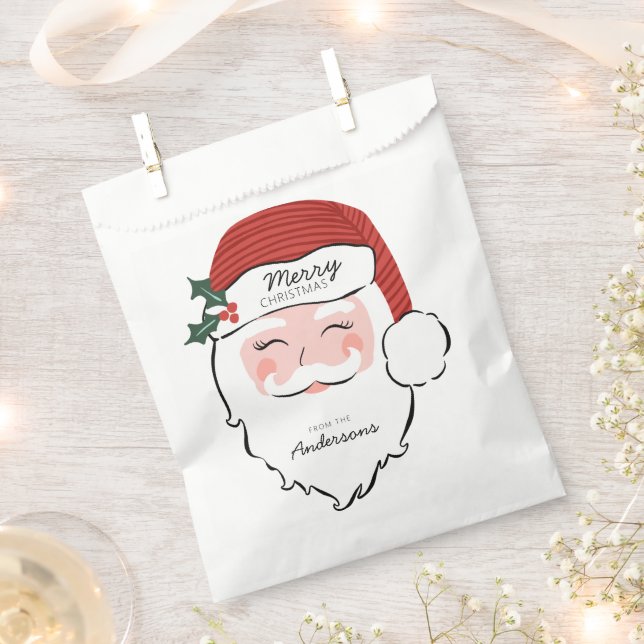 Cheerful Santa Face Favor Bag (Clipped)