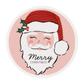 Cheerful Santa Face | Merry Christmas Edible Frosting Rounds (Front)