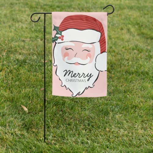 Cheerful Santa Face  Merry Christmas Garden Flag