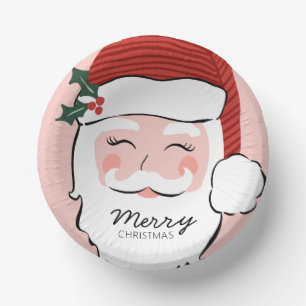 Cheerful Santa Face Merry Christmas Paper Bowls