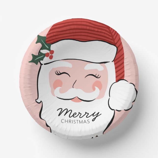 Cheerful Santa Face | Merry Christmas Paper Bowls (Front)