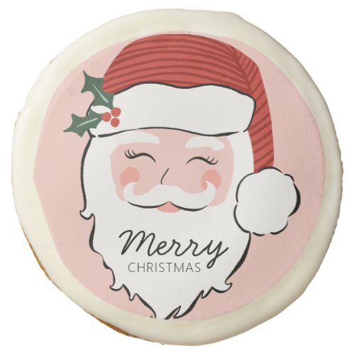 Cheerful Santa Face  Merry Christmas Sugar Cookie