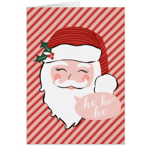 Cheerful Santa Face Pink and Red Cards