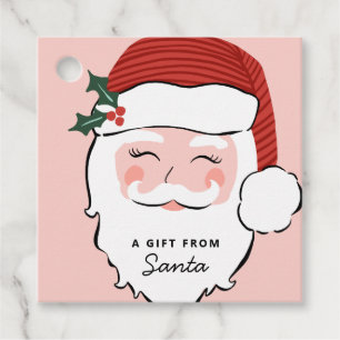 Cheerful Santa Face Pink and Red From Santa Favor Tags