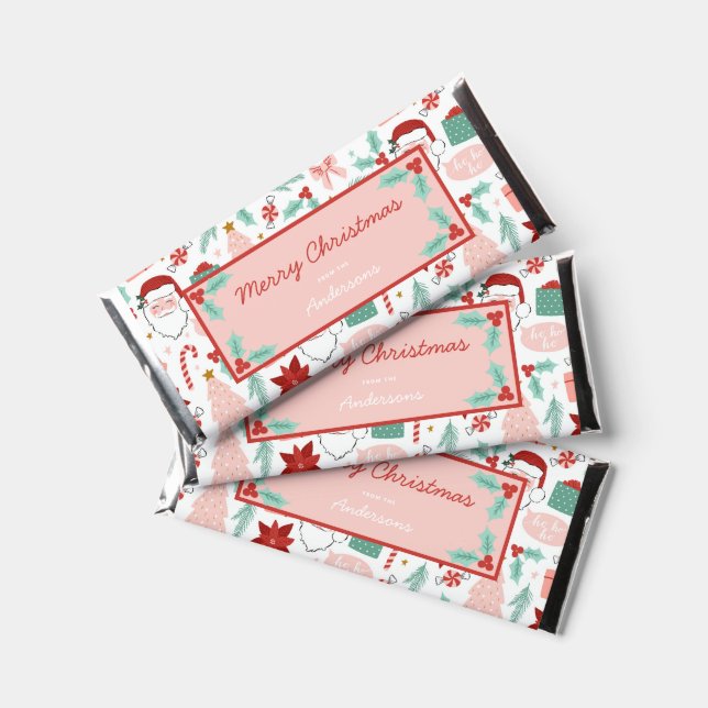 Cheerful Santa Holiday Hershey Bar Favors (Front)