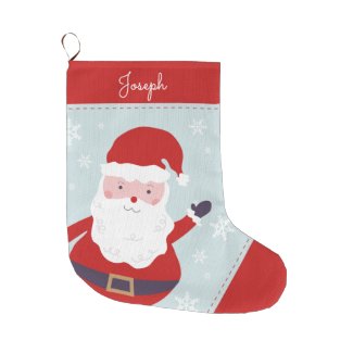 Cheerful Santa Large Christmas Stocking
