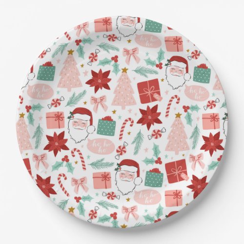 Cheerful Santa  Merry Christmas  Paper Plates