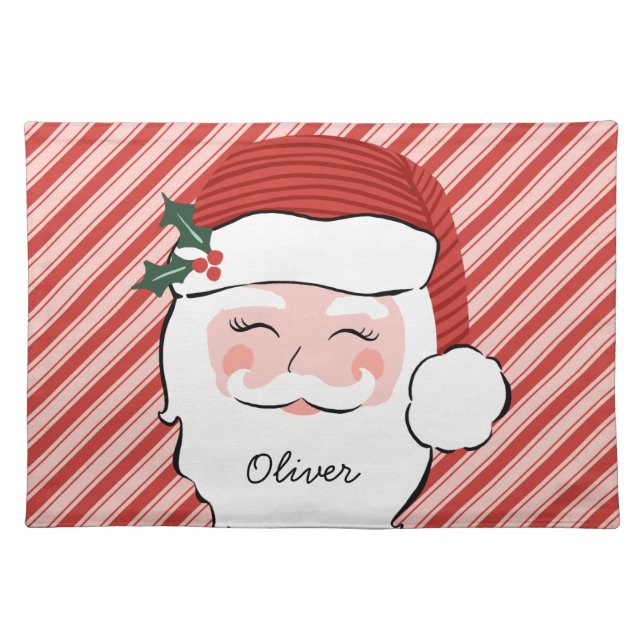 Cheerful Santa Personalized Christmas  Cloth Placemat (Front)