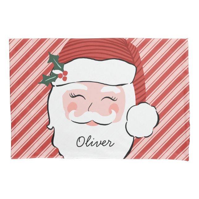 Cheerful Santa Personalized Christmas  Pillow Case (Front)