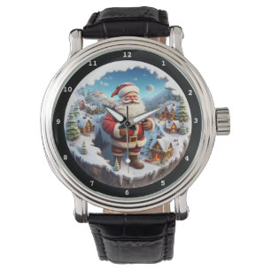 Cheerful Santa Snowy Village Watch