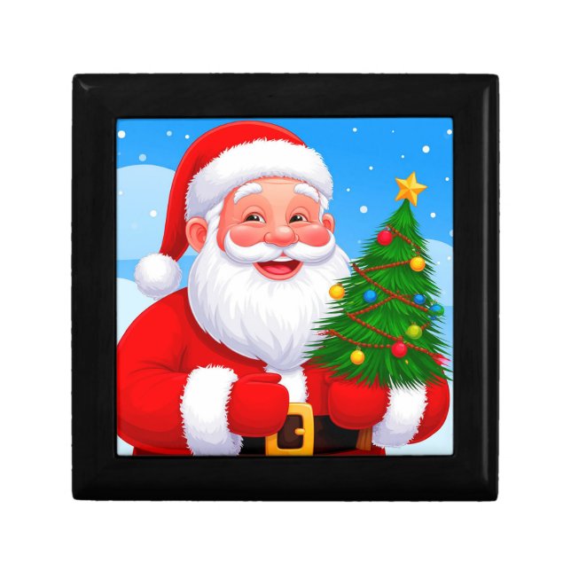 🎅 Cheerful Santa Tiny Tree Joyful Christmas Magic Gift Box (Front)