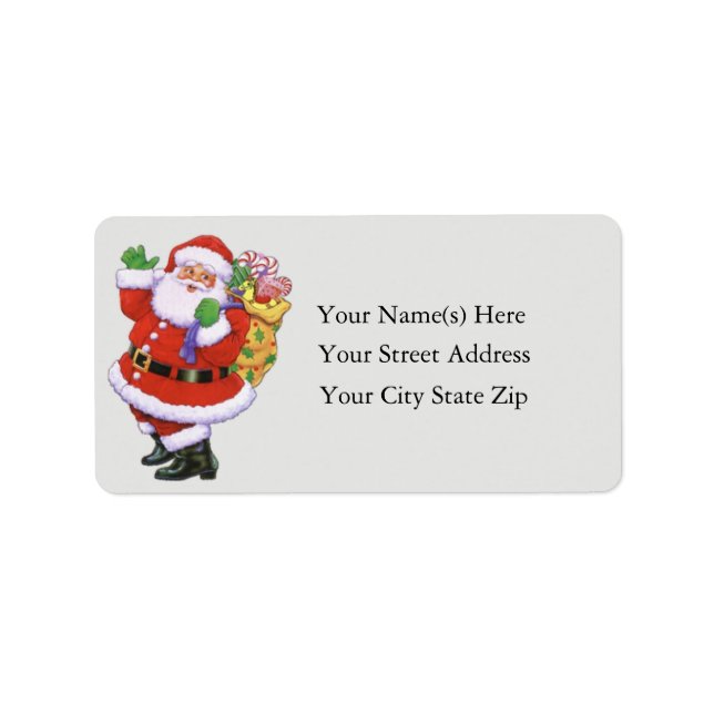 Cheerful Santa Vintage Address Label (Front)