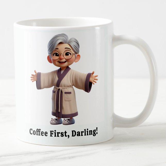 Cheerful Senior Citizen in a Cozy Robe Coffee Mug (Creator Uploaded)