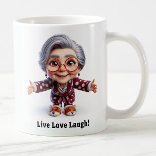 Cheerful Senior Citizen in Cozy Attire Coffee Mug
