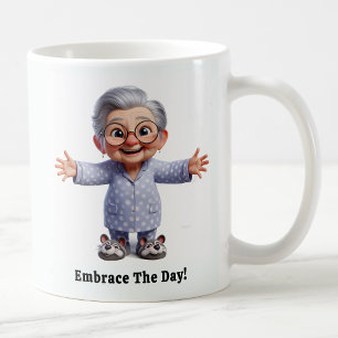 Cheerful Senior Citizen in Cozy Attire Coffee Mug