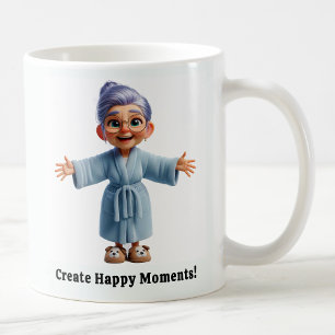 Cheerful Senior Citizen in Cozy Attire Coffee Mug