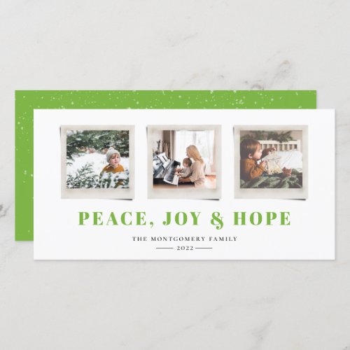 Cheerful Sentiments Snapshot Green Holiday Card